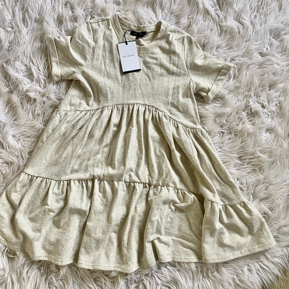 En Saison French terry tiered dress